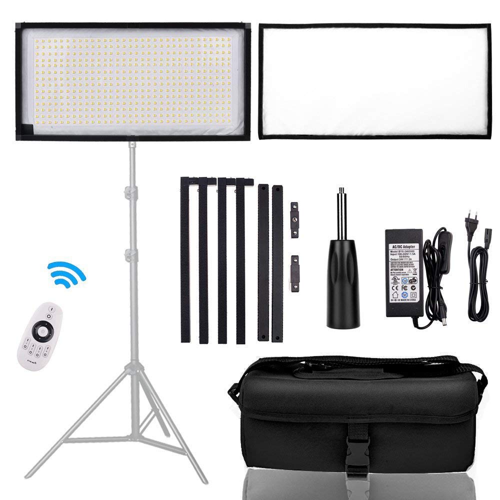FOSITAN FL-1x2A 2nd Gen Bi-Color Portable Rollable 30x60cm Flexible LED Light Panel Mat on Fabric Daylight 3200-5000K 48W 8000LM 384 SMD LED 90 CRI+ for Traveling filmmakers Outdoor Photography