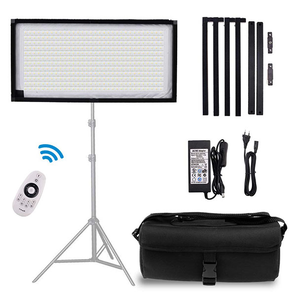 FOSITAN FL-1x2 2nd Gen Portable Rollable 30x60cm Flexible LED Light Panel Mat on Fabric Daylight 5000K 48W 8000LM 384 SMD LED 90 CRI+ for Traveling filmmakers Videographers Photography Shooting